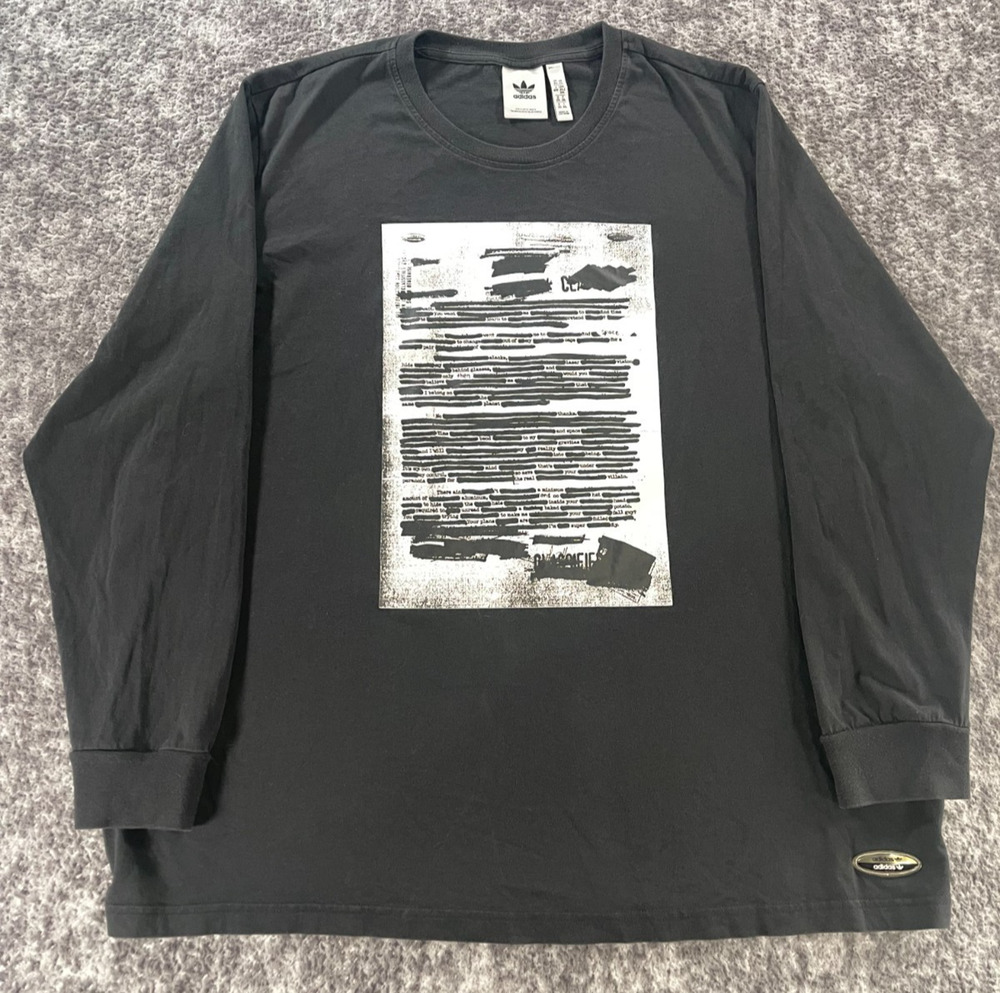 Adidas RYV Reveal Your Voice Unknown Mens 2XL Black Long Sleeve Graphic T-Shirt